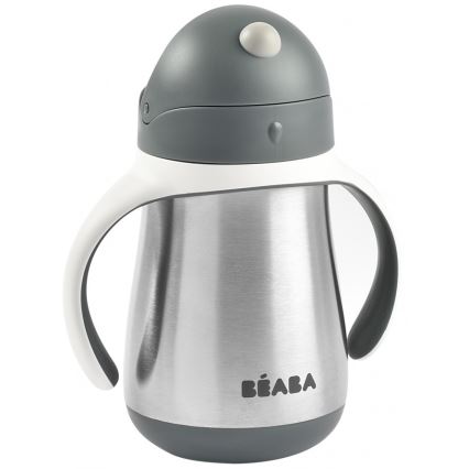 Beaba - Термочаша със сламка 250 мл сива