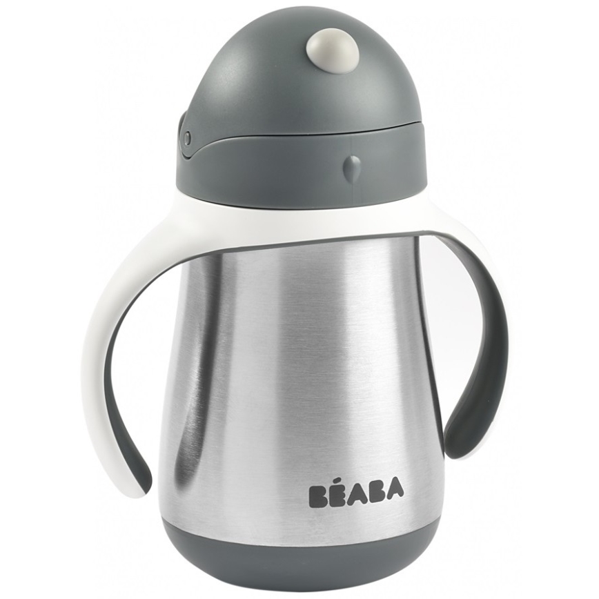 Beaba - Термочаша със сламка 250 мл сива
