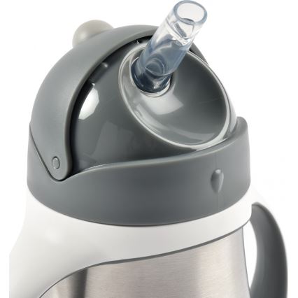 Beaba - Термочаша със сламка 250 мл сива