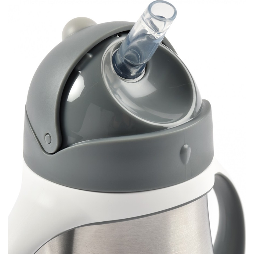 Beaba - Термочаша със сламка 250 мл сива