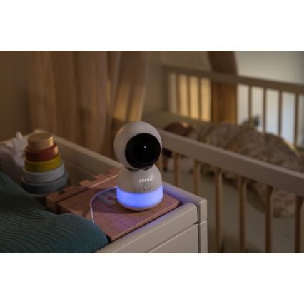 Beaba - Умен презареждаем детски бебефон с монитор ZEN NIGHT 720p 5V 4000 mAh Wi-Fi бял