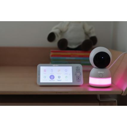 Beaba - Умен презареждаем детски бебефон с монитор ZEN NIGHT 720p 5V 4000 mAh Wi-Fi бял