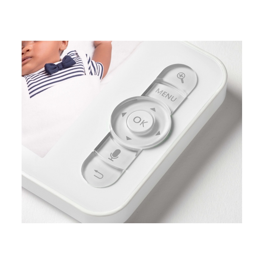 Beaba - Умен презареждаем детски бебефон с монитор ZEN NIGHT 720p 5V 4000 mAh Wi-Fi бял