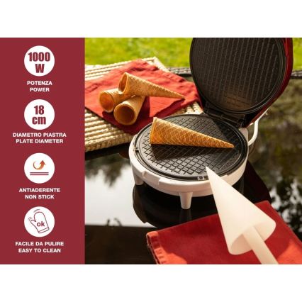 Beper - Вафленник 2 в 1 1000W/230V червен