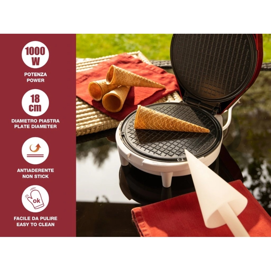 Beper - Вафленник 2 в 1 1000W/230V червен