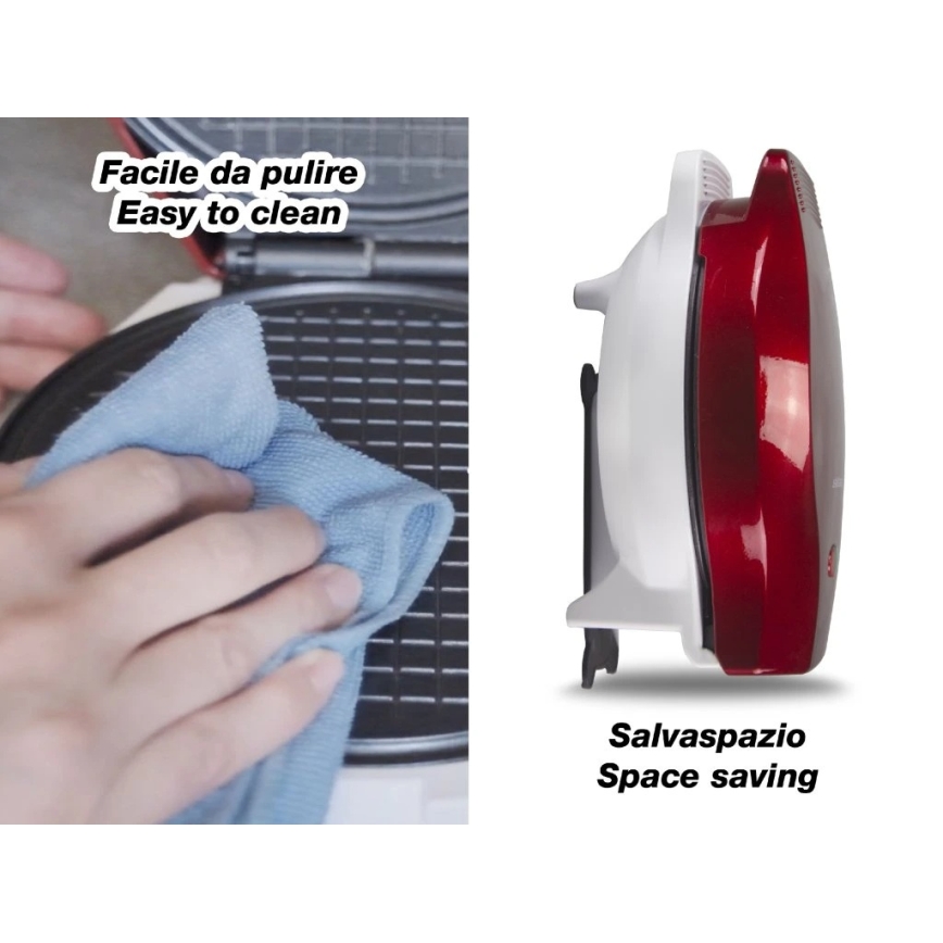 Beper - Вафленник 2 в 1 1000W/230V червен