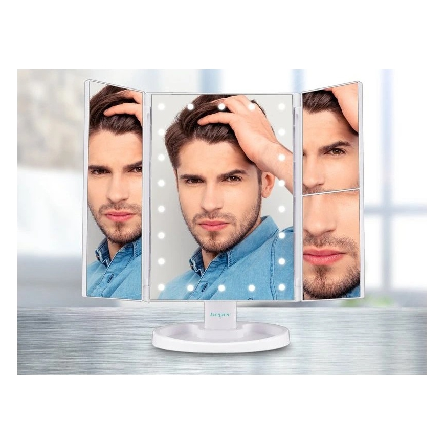 Beper - Козметично огледало с LED подсветка 4xAAA/5V