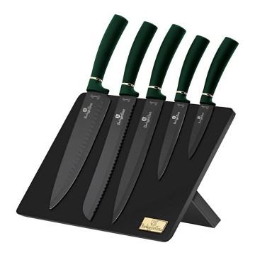 BerlingerHaus - К-кт неръждаеми ножове с магнитна стойка 6 части зелени/черни