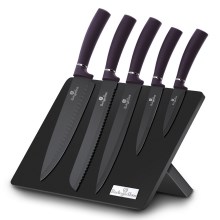 BerlingerHaus - К-кт неръждаеми ножове с магнитна стойка 6 части лилави/черни