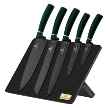 BerlingerHaus - К-кт неръждаеми ножове с магнитна стойка 6 части зелени/черни