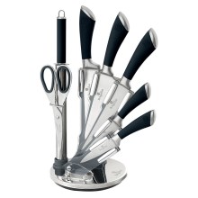 BerlingerHaus - К-кт неръждаеми ножове със стойка 8 части сребристи/черни