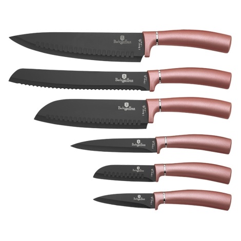 BerlingerHaus - К-кт ножове от неръждаема стомана 6 бр. розовозлатисти/черни