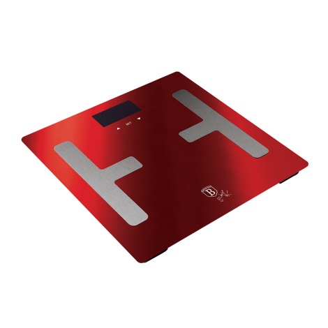 BerlingerHaus - Кантар с LCD дисплей 2xAAA червен/матов хром