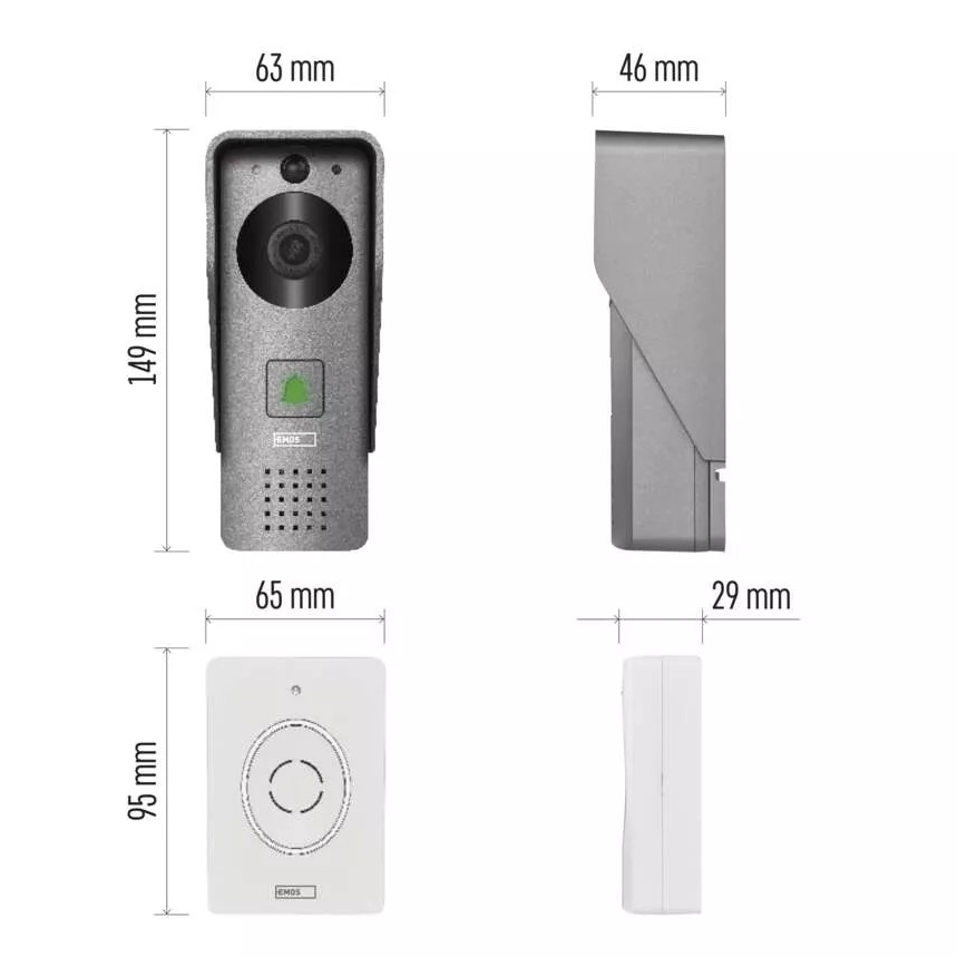 Безжичен видеозвънец със сензор за движение GoSmart 12V 3xAA IP44 Wi-Fi Tuya