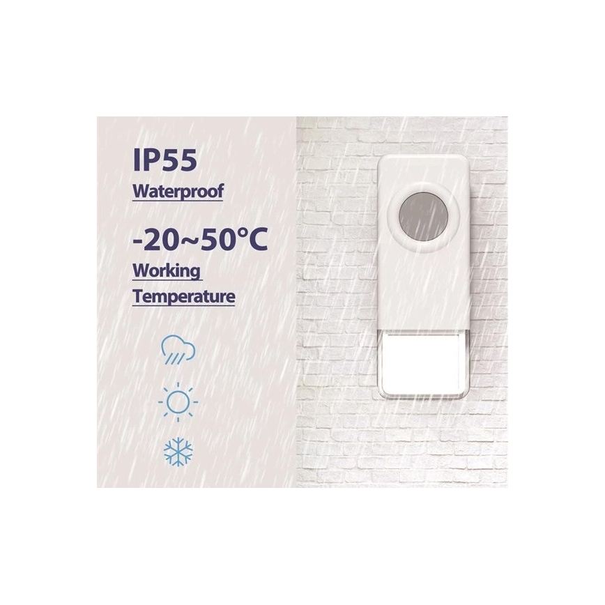 Безжичен звънец 3xAAA IP55 черен