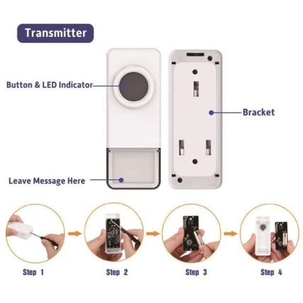 Безжичен звънец 3xAAA IP55 черен