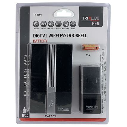 Безжичен звънец BELL 1x23A + 2xAA черен