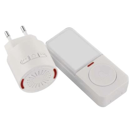 Безжичен звънец за контакт 230V + 1xCR2032 бял