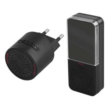 Безжичен звънец за контакт 230V + 1xCR2032 черен