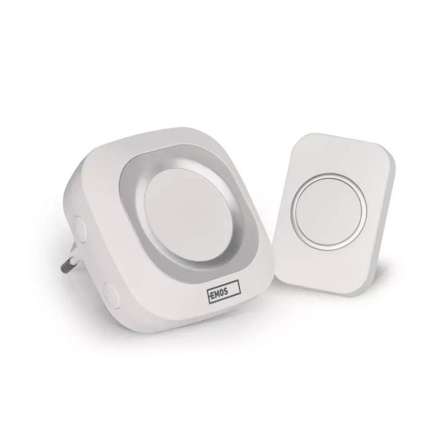 Безжичен звънец за контакт 230V + 1xCR2032 IP44 бял