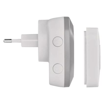 Безжичен звънец за контакт 230V + 1xCR2032 IP44 сив
