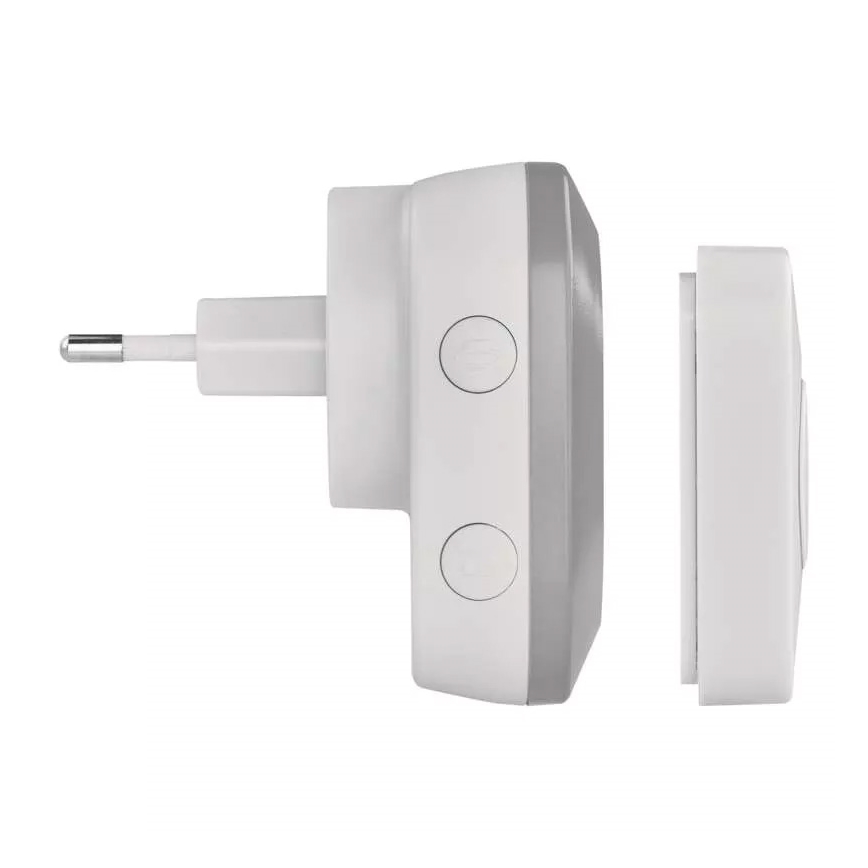 Безжичен звънец за контакт 230V + 1xCR2032 IP44 сив