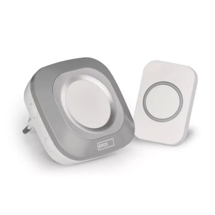 Безжичен звънец за контакт 230V + 1xCR2032 IP44 сив