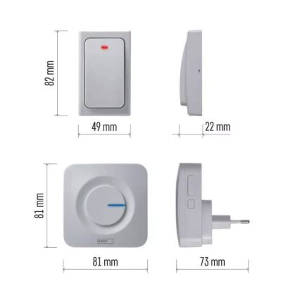 Безжичен звънец за контакт 230V IP44 бял