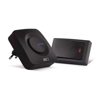 Безжичен звънец за контакт 230V IP44 черен