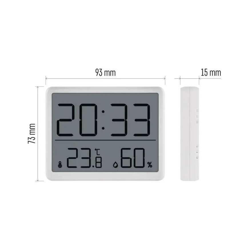 Безжичен термометър с измервател на влажността 1xCR2032 бял
