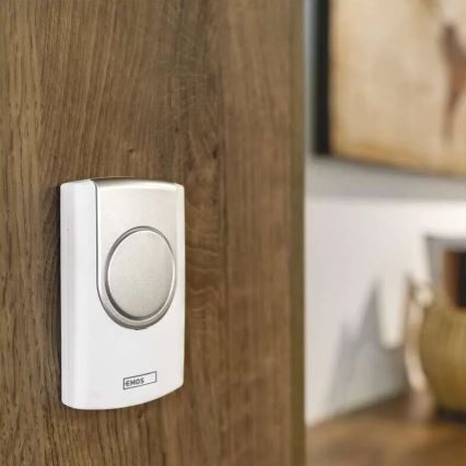 Безжичен звънец 3xAA/1xCR2032 IP44 бял/сребрист