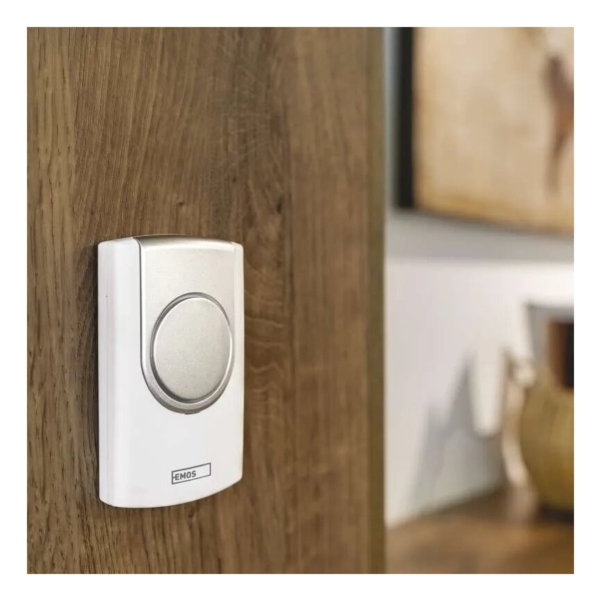 Безжичен звънец 3xAA/1xCR2032 IP44 бял/сребрист