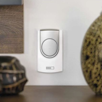 Безжичен звънец 3xAA/1xCR2032 IP44 бял/сребрист