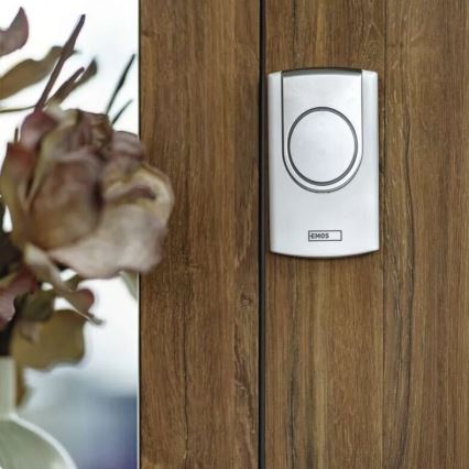 Безжичен звънец 3xAA/1xCR2032 IP44 бял/сребрист