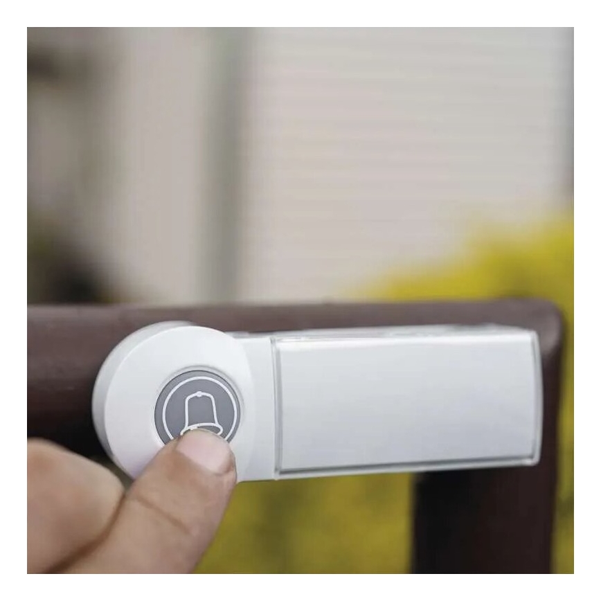 Безжичен звънец 3xAA/1xCR2032 IP44 бял/сребрист