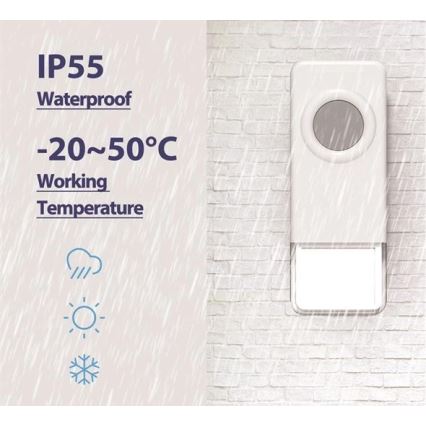 Безжичен звънец 3xAAA/1xA23 IP55 бял