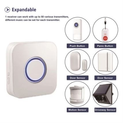 Безжичен звънец 3xAAA/1xA23 IP55 бял