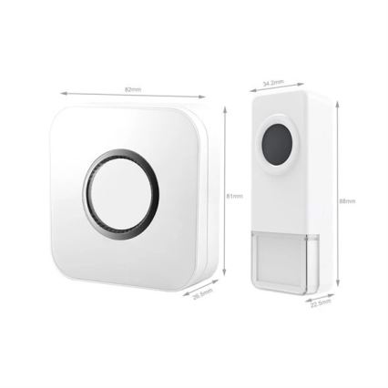 Безжичен звънец 3xAAA/1xA23 IP55 бял