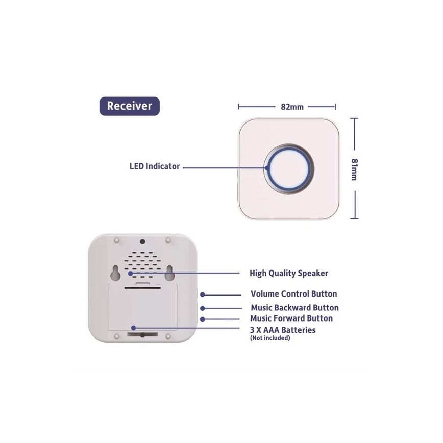 Безжичен звънец 3xAAA/1xA23 IP55 бял