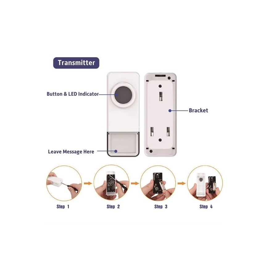Безжичен звънец 3xAAA IP55 черен