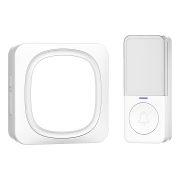 Безжичен звънец за врата с LED осветление 230V IP56 бял