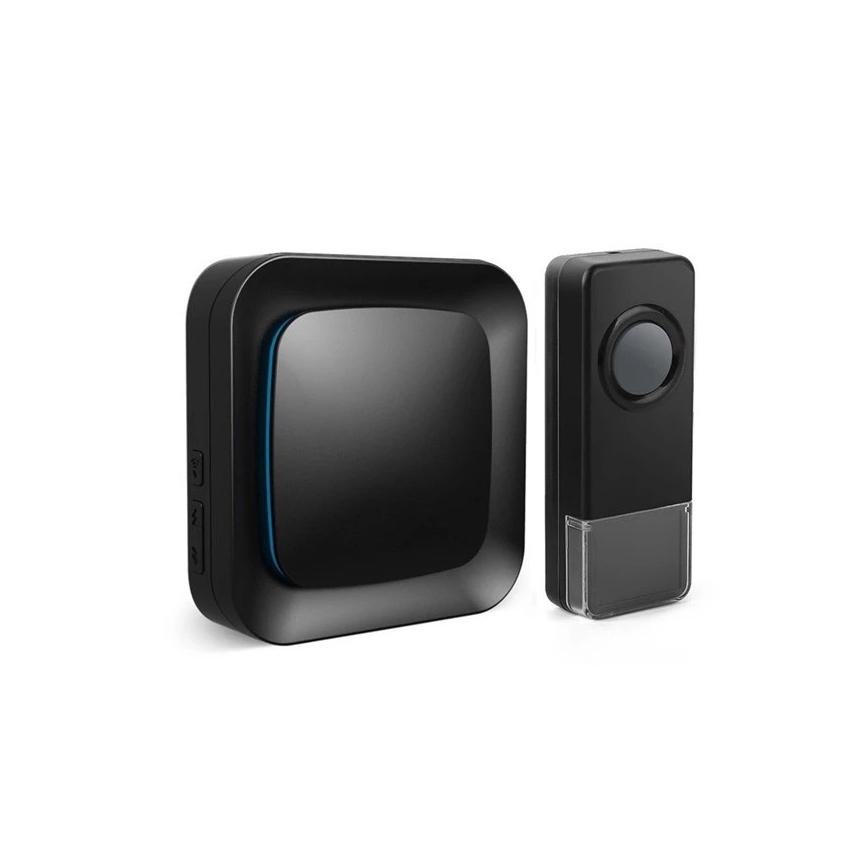 Безжичен звънец за контакт 230V/1xA23 IP55 черен