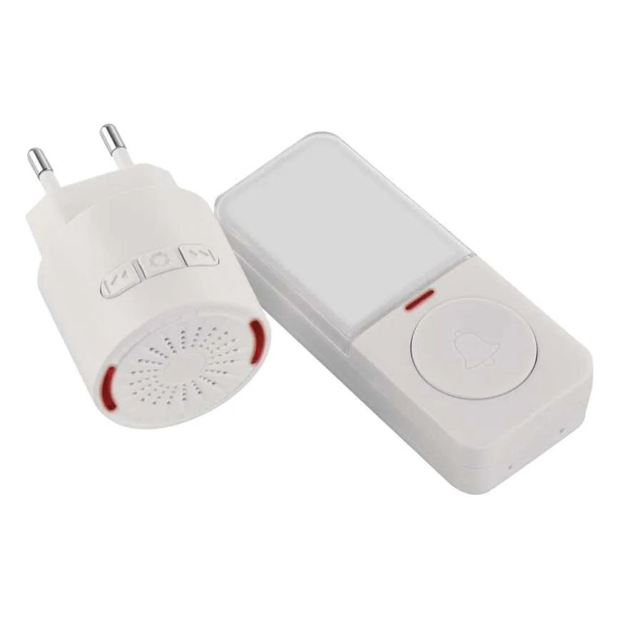 Безжичен звънец за контакт 230V + 1xCR2032 бял