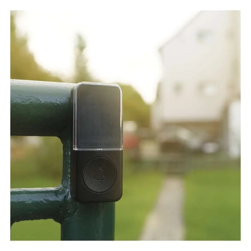 Безжичен звънец за контакт 230V + 1xCR2032 черен