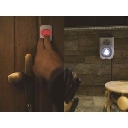 Безжичен звънец за контакт 230V + 1xCR2032 IP44 бял