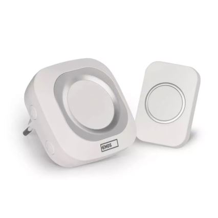 Безжичен звънец за контакт 230V + 1xCR2032 IP44 бял