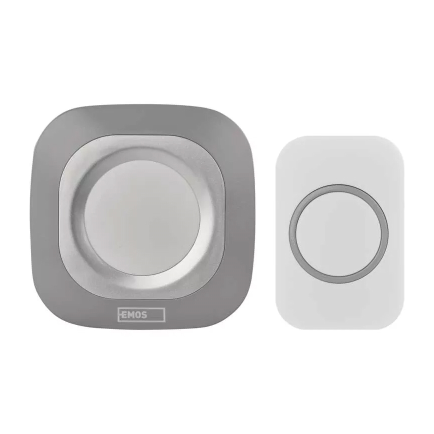 Безжичен звънец за контакт 230V + 1xCR2032 IP44 сив