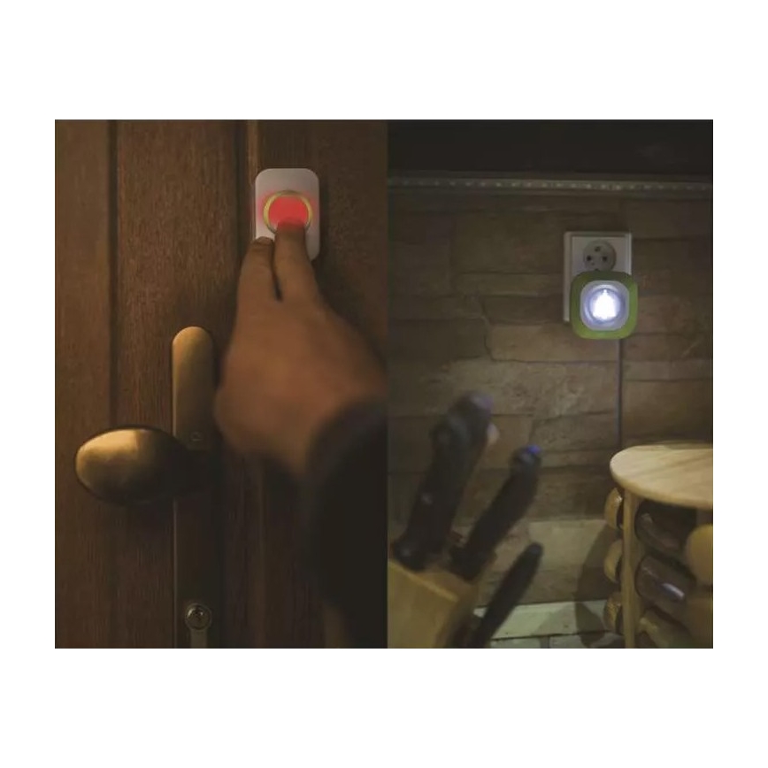 Безжичен звънец за контакт 230V + 1xCR2032 IP44 зелен