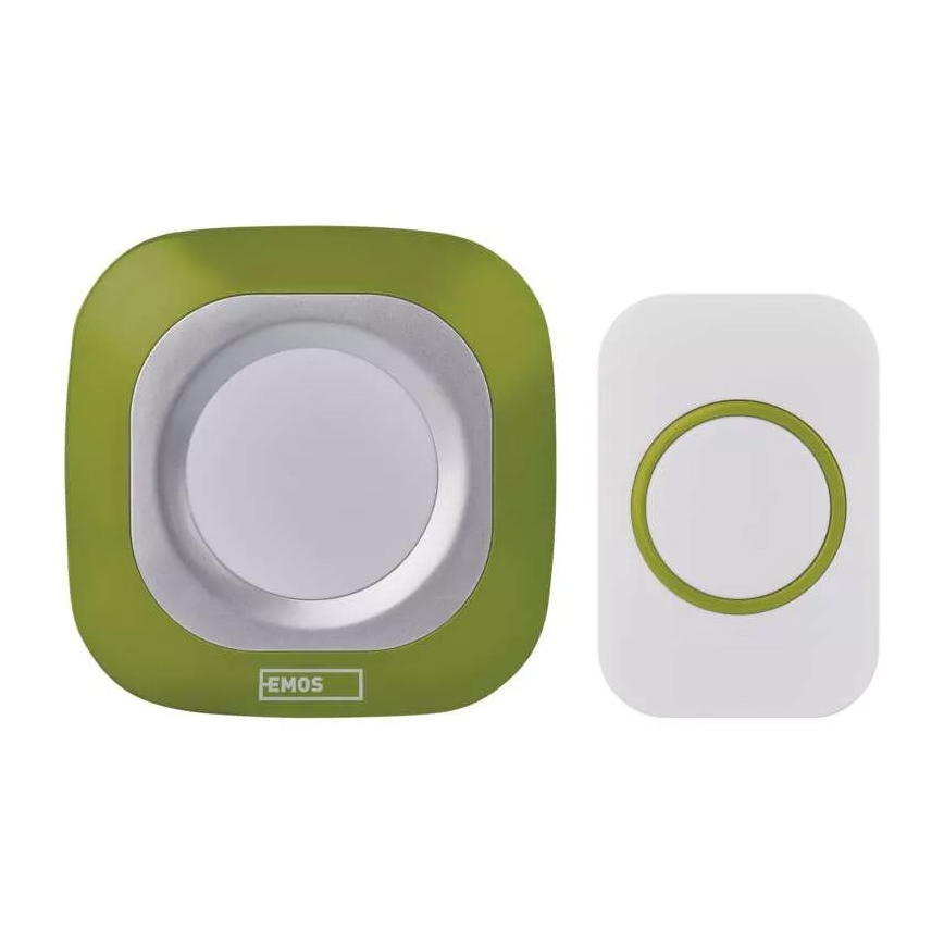 Безжичен звънец за контакт 230V + 1xCR2032 IP44 зелен