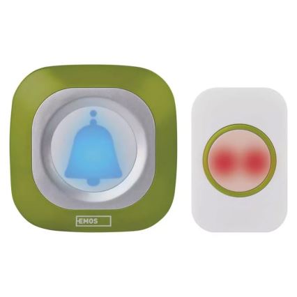 Безжичен звънец за контакт 230V + 1xCR2032 IP44 зелен